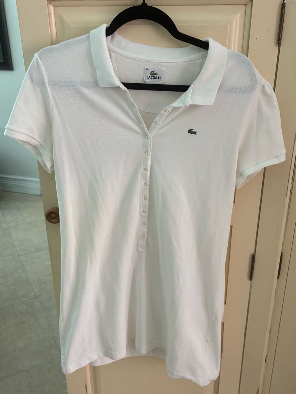 Lacoste white cotton with stretch collared t-shirt dress size 46 (xl)  dress
